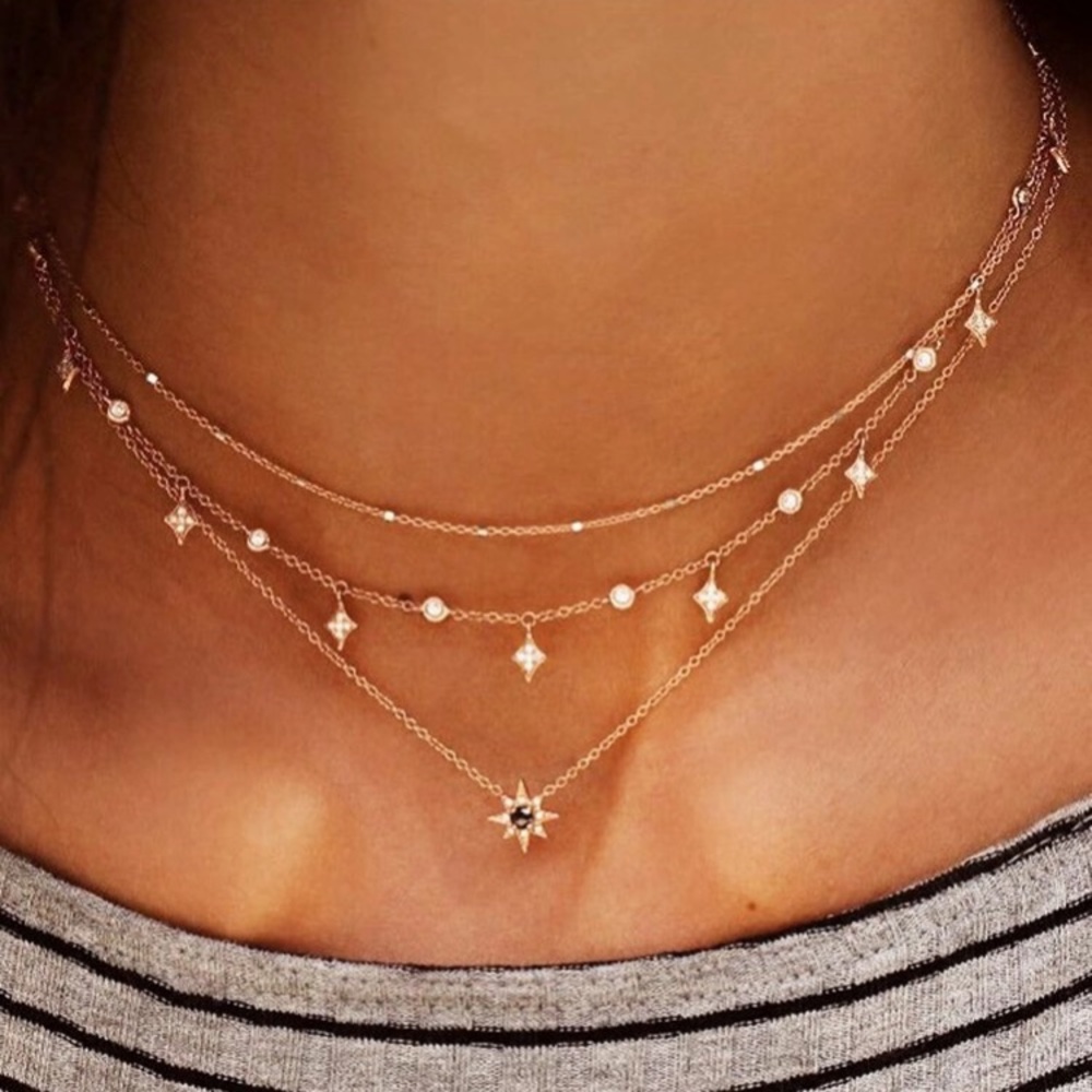 3/$35 RESTOCKED Layered Star Rhinestone Necklace - Picture 1 of 4